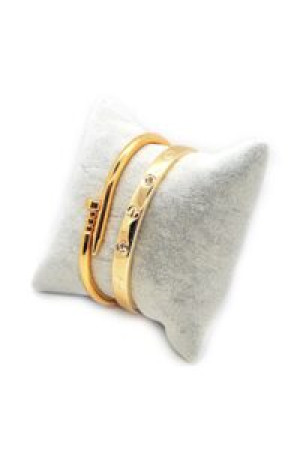 Toptan Altın Renk Çivi Ve Taşlı Cartier Bileklik Set 943