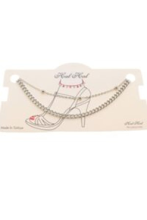 Toptan Gümüş Renk Top Ve Cadena Zincir Halhal – 1827