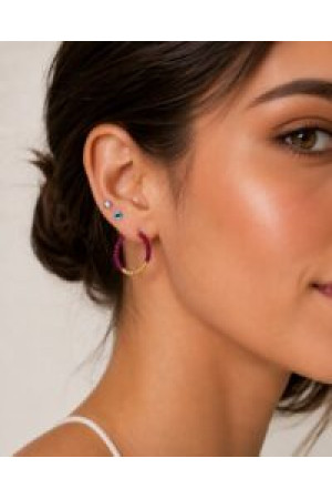 Toptan Altın Renk Kombin Yuvarlaklı Fuşe Boncuk Küpe – 2826