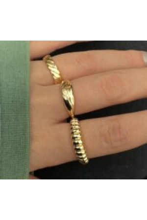 Toptan Kadın 3’lü Kombin Gold Kombin Yüzük Seti – 324