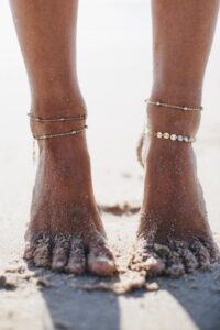 Toptan Beach Minik Pullu Toplu Zincir Halhal 4’lü Gold